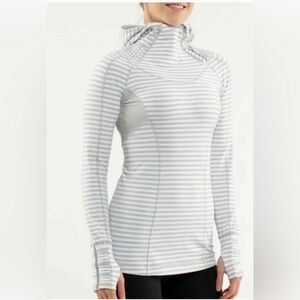Lululemon Women’s Run Back On Track Pullover Stripe Silver Spoon — Size 12